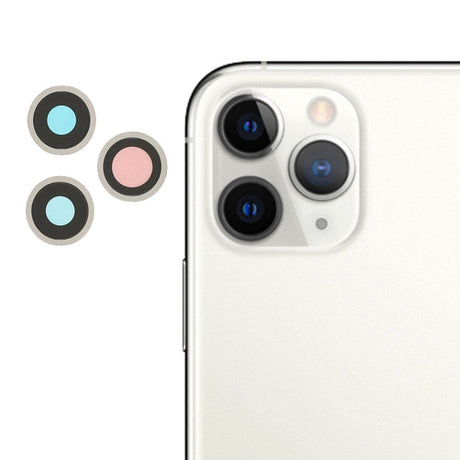 Pièce compatible Caméras Lentilles caméra arrière + contours iPhone 11 Pro Max Blanc