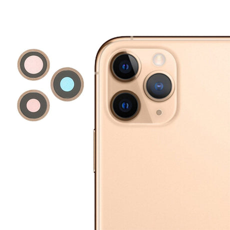 Pièce compatible Caméras Lentilles caméra arrière + contours iPhone 11 Pro Max Gold