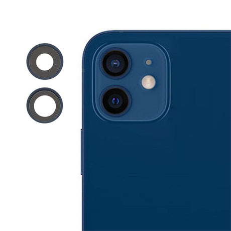 Pièce compatible Caméras Lentilles caméra arrière + contours iPhone 12 Mini Bleu