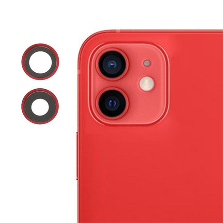 Pièce compatible Caméras Lentilles caméra arrière + contours iPhone 12 Mini Rouge