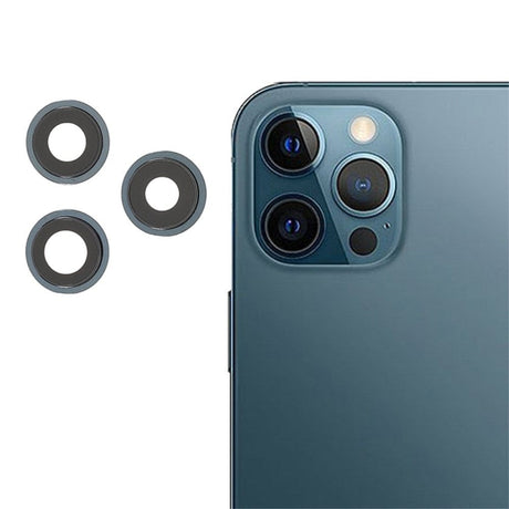 Pièce compatible Caméras Lentilles caméra arrière + contours iPhone 12 Pro Max Bleu Pacifique