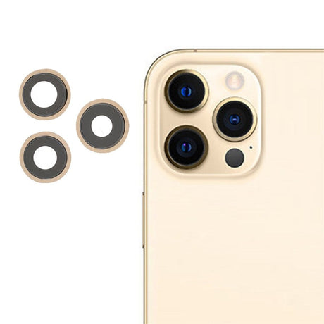 Pièce compatible Caméras Lentilles caméra arrière + contours iPhone 12 Pro Max Gold