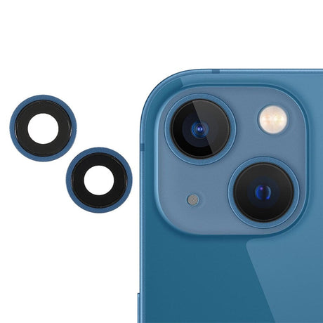 Pièce compatible Caméras Lentilles caméra arrière + contours iPhone 13 Bleu