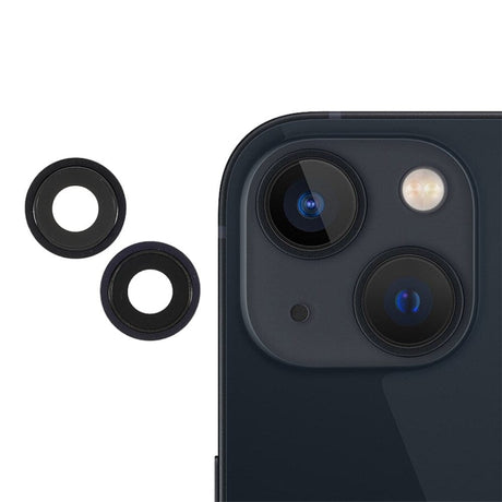 Pièce compatible Caméras Lentilles caméra arrière + contours iPhone 13 Mini Noir