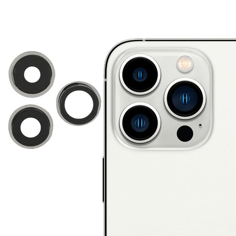 Pièce compatible Caméras Lentilles caméra arrière + contours iPhone 13 Pro Blanc