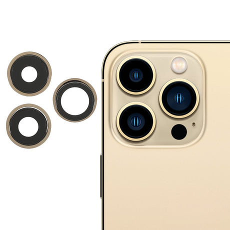 Pièce compatible Caméras Lentilles caméra arrière + contours iPhone 13 Pro Gold