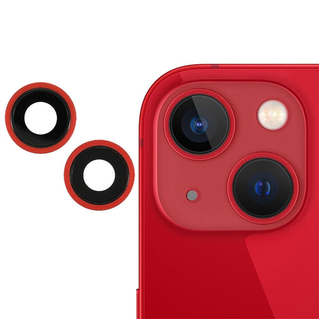 Pièce compatible Caméras Lentilles caméra arrière + contours iPhone 13 Rouge