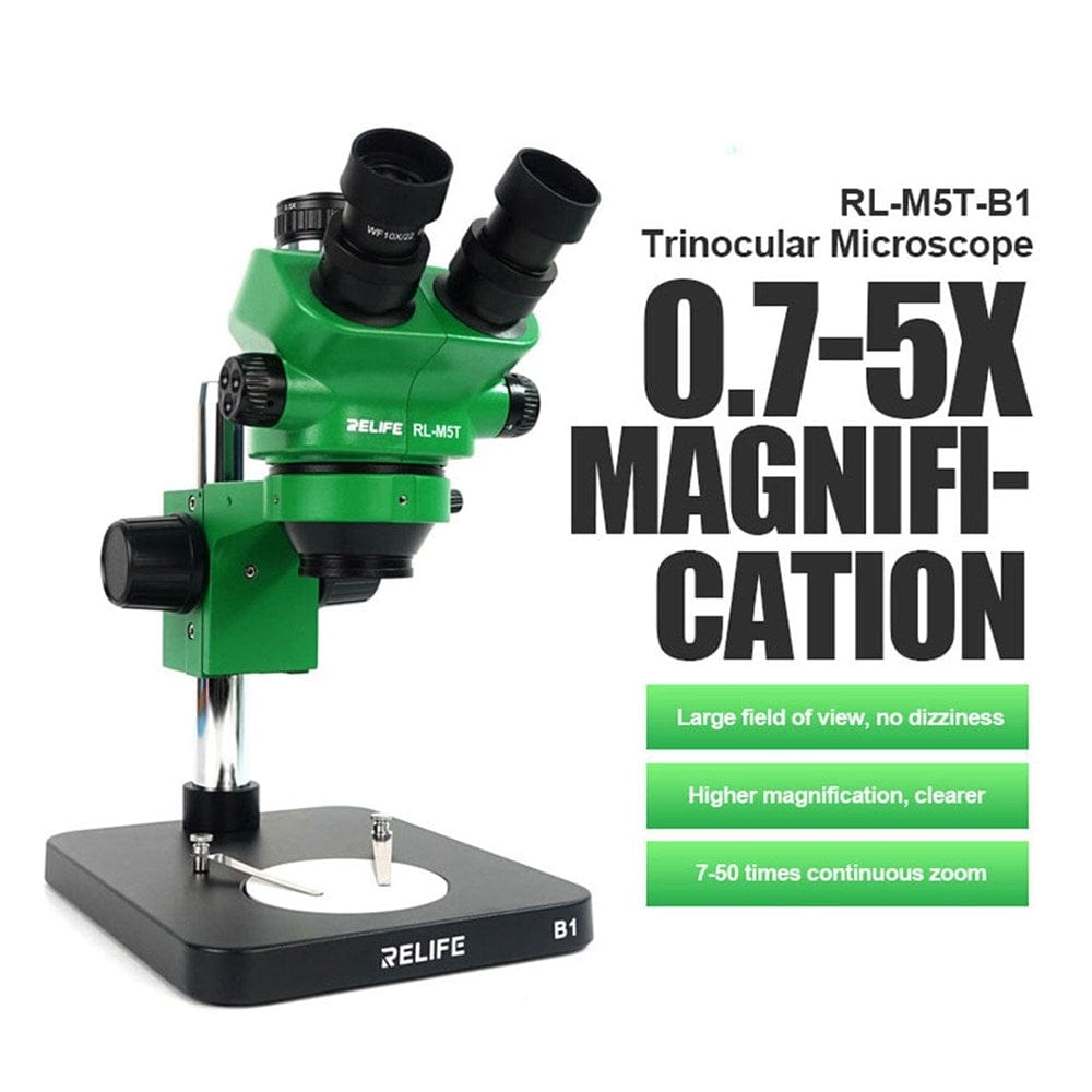 Livraison gratuite Microscope Trinoculaire RELIFE RL-M5T-B1 HD 0.7-5X avec Lumière LED