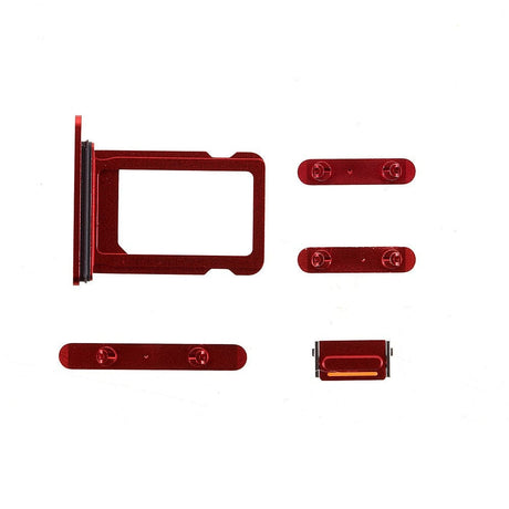 Pièce compatible Composants Pack boutons volume + vibreur + power + tiroir SIM iPhone 12 Mini Rouge