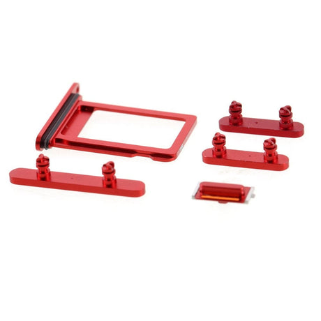 Pièce compatible Composants Pack boutons volume + vibreur + power + tiroir SIM iPhone 12 Mini Rouge