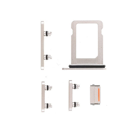 Pièce compatible Composants Pack boutons volume + vibreur + power + Tiroir SIM iPhone 13 Mini Blanc