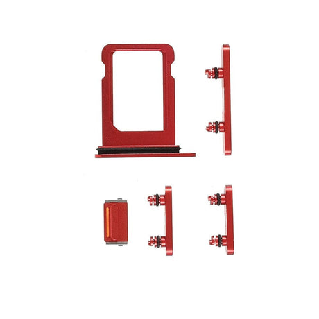 Pièce compatible Composants Pack boutons volume + vibreur + power + Tiroir SIM iPhone 13 Mini Rouge