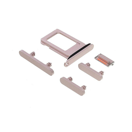 Pièce compatible Composants Pack boutons volume + vibreur + power + Tiroir SIM iPhone 13 Rose