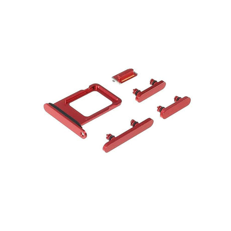 Pièce compatible Composants Pack boutons volume + vibreur + power + Tiroir SIM iPhone 13 Rouge