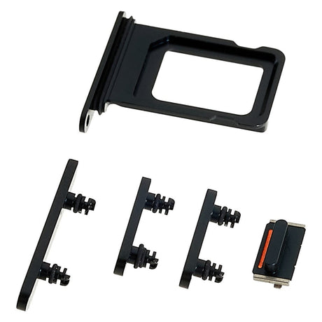 Pièce compatible Composants Pack boutons volume + vibreur + power + Tiroir SIM iPhone 14 Noir