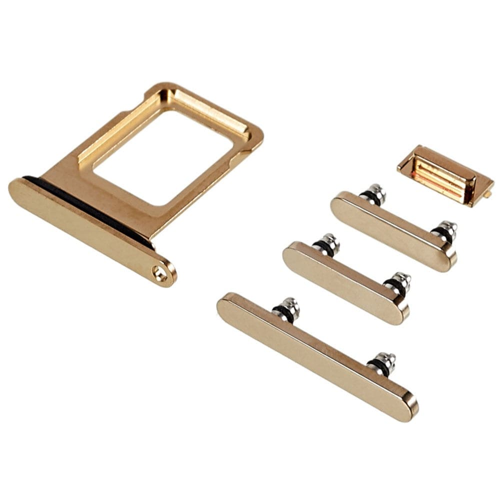 Pièce compatible Composants Pack boutons volume + vibreur + power + Tiroir SIM iPhone 14 Pro Gold