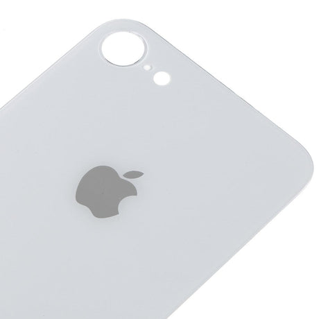 Pièce compatible Vitres arrières Vitre arrière (Adhésif) iPhone 8 Blanc (Version BIG HOLE)