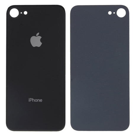 Pièce compatible Vitres arrières Vitre arrière (Adhésif) iPhone 8 Noir (Version BIG HOLE)